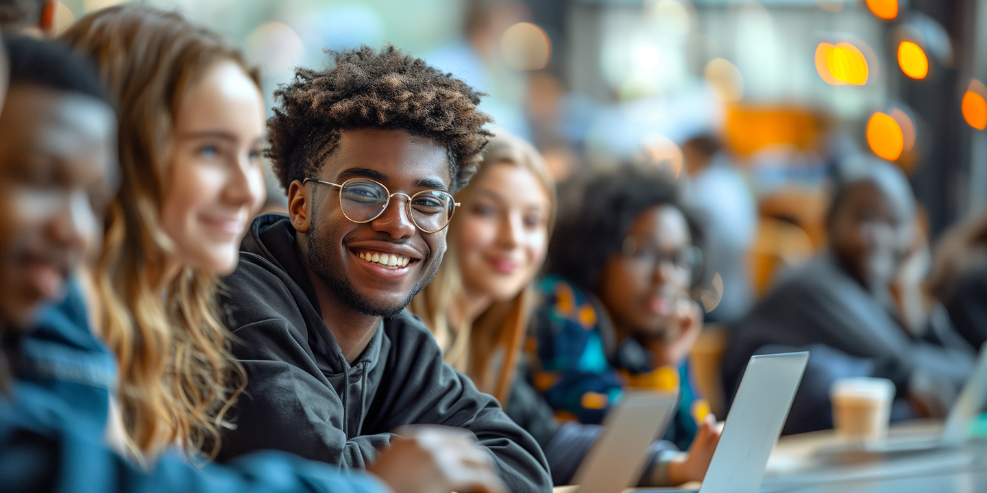 students smile in class